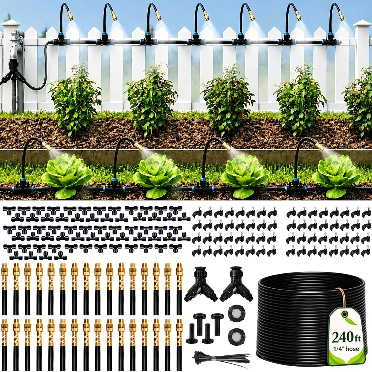 Drip Irrigation Kit - 240Ft Damla Sulama Sistemi, 360 °